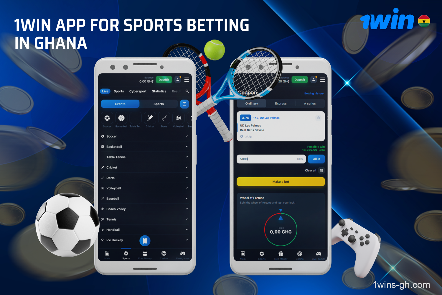 On the 1win mobile app, Ghanaian players can bet on all sports disciplines available on the official website without any restrictions