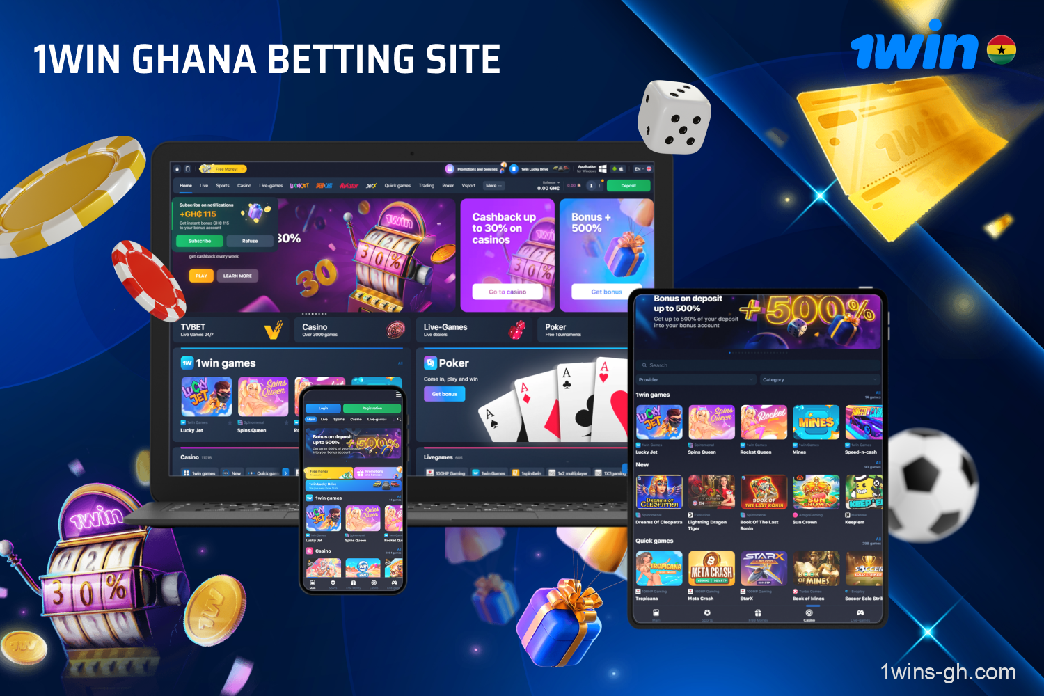 The 1win Ghana betting site offers sports betting and legal gambling access