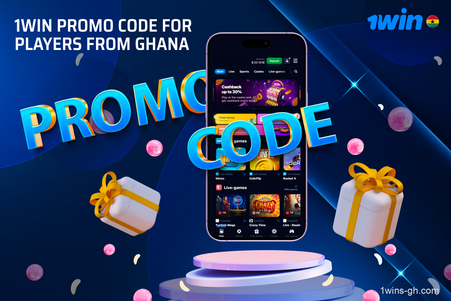 The 1win promo code allows users from Ghana to get additional bonuses