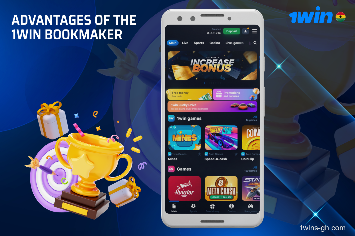 The 1win bookmaker is popular among players from Ghana, largely due to a number of advantages that both the website and mobile app possess