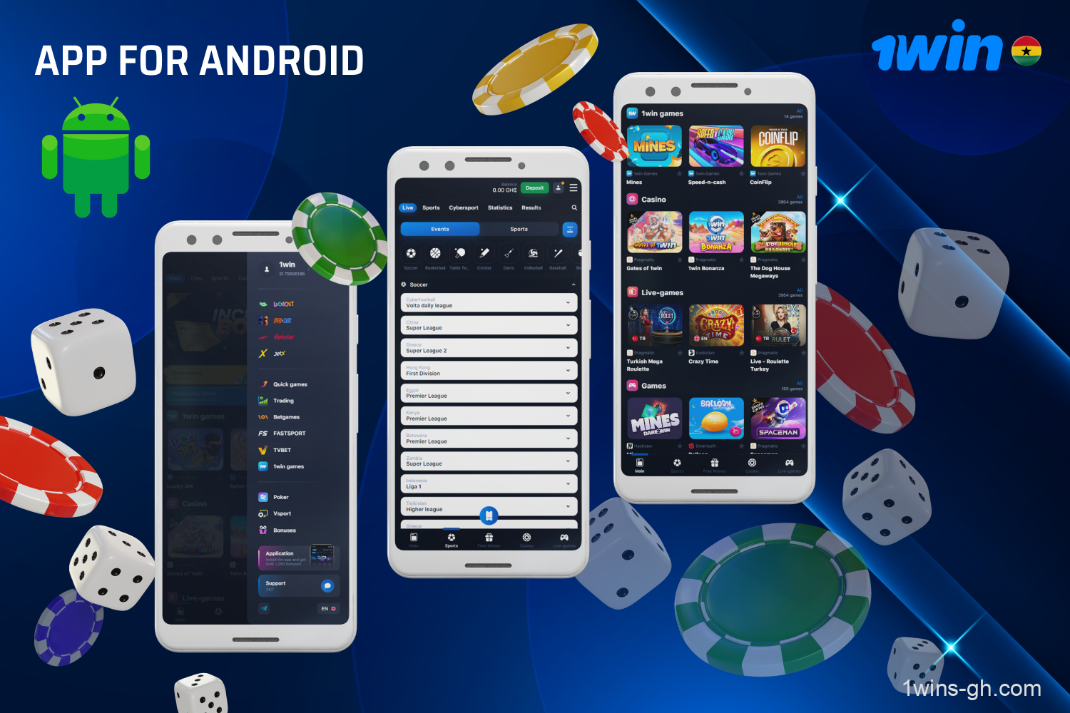 Ghanaian players can download the handy 1win mobile app to their Andoid device