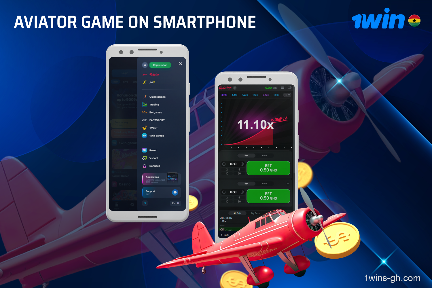 Ghanaian players can download the Aviator 1win game from the official website to have quick access to the game