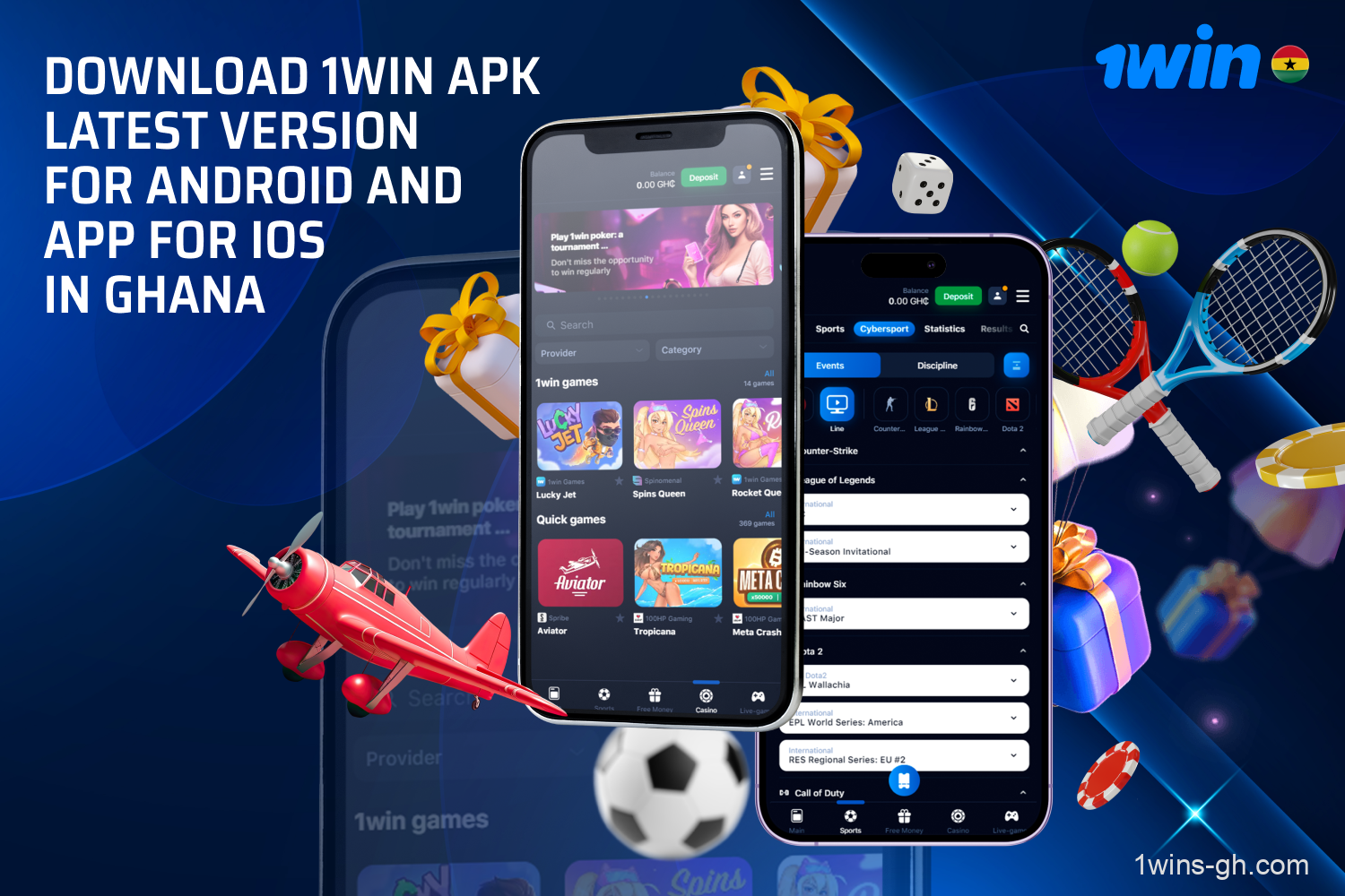 The 1win Ghana app offers players the opportunity to bet on sports and play casino games from their Android and iOS mobile devices