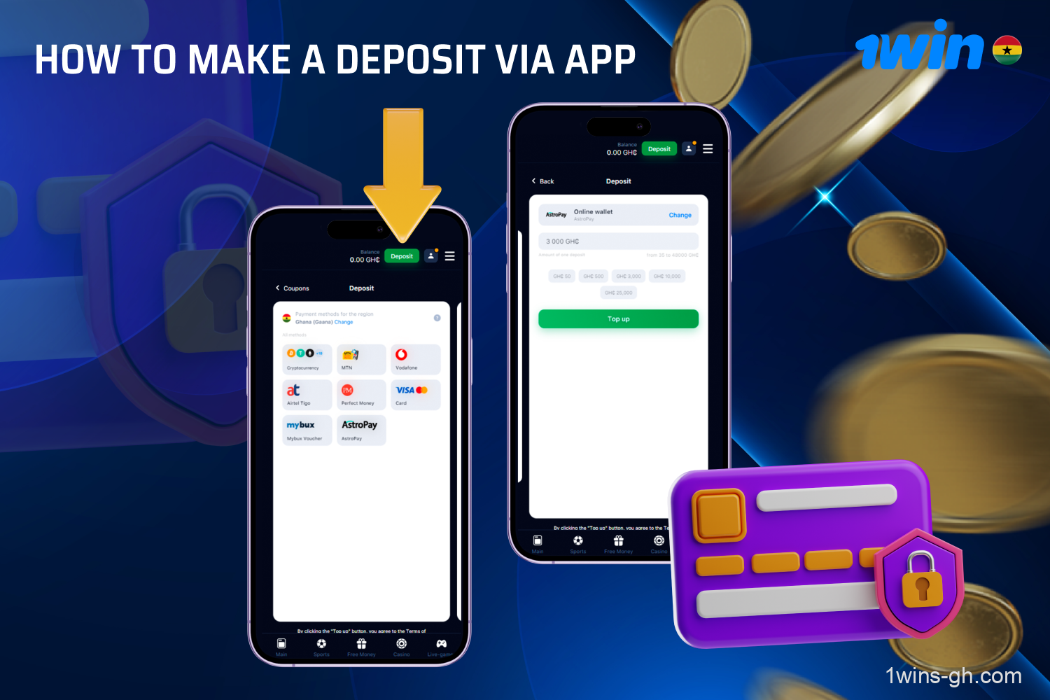 To play casino games for real money and bet on sports, Ganna players can deposit through the 1win app