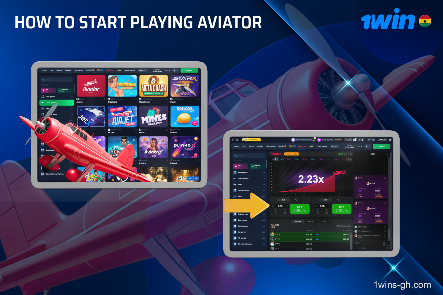 To play Aviator 1win for real money, players from Ghana need to become an official casino player by creating a new account