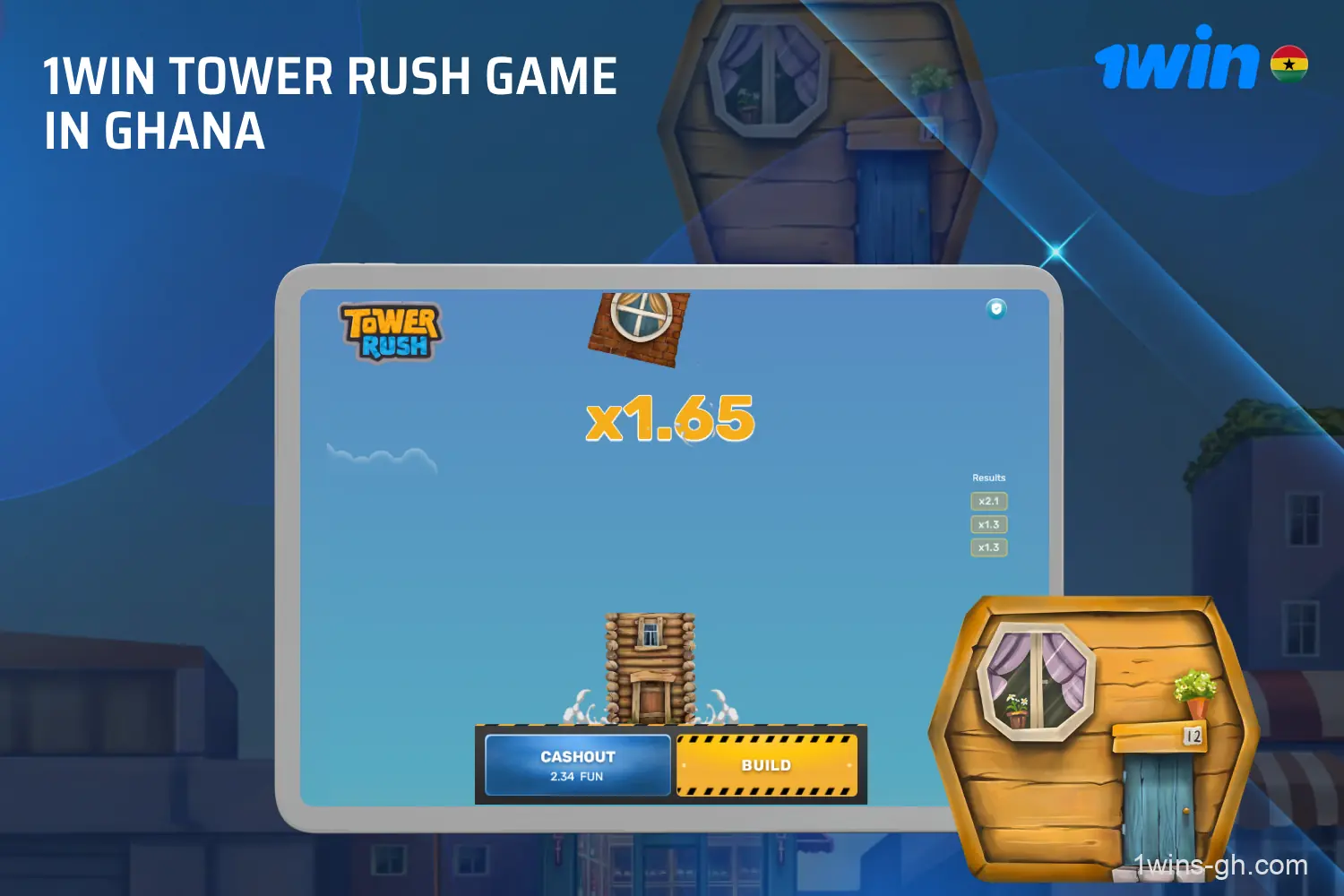 1win Tower Rush in Ghana is a dynamic game where players build a tower with increasing multipliers and a chance to win up to x100