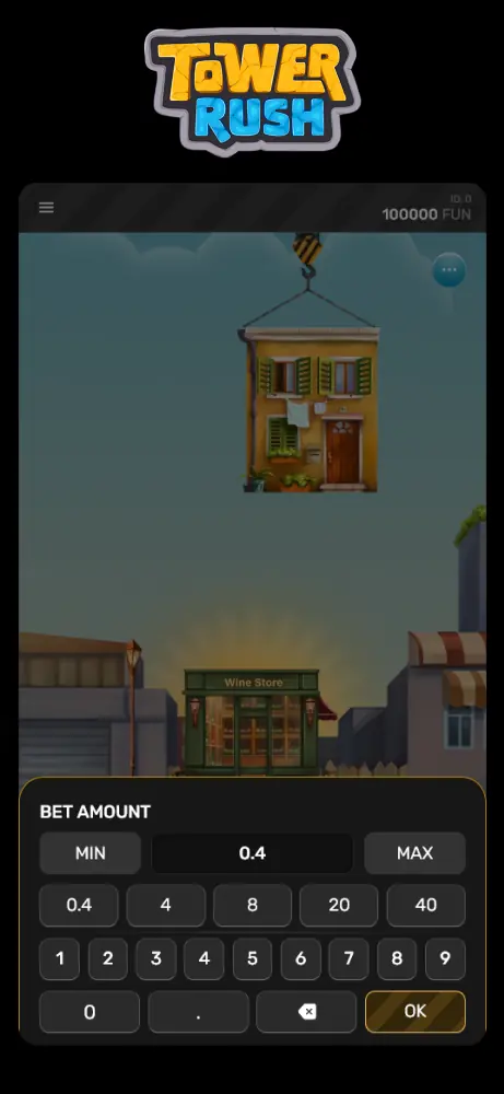 Tower Rush game screenshot bet amount