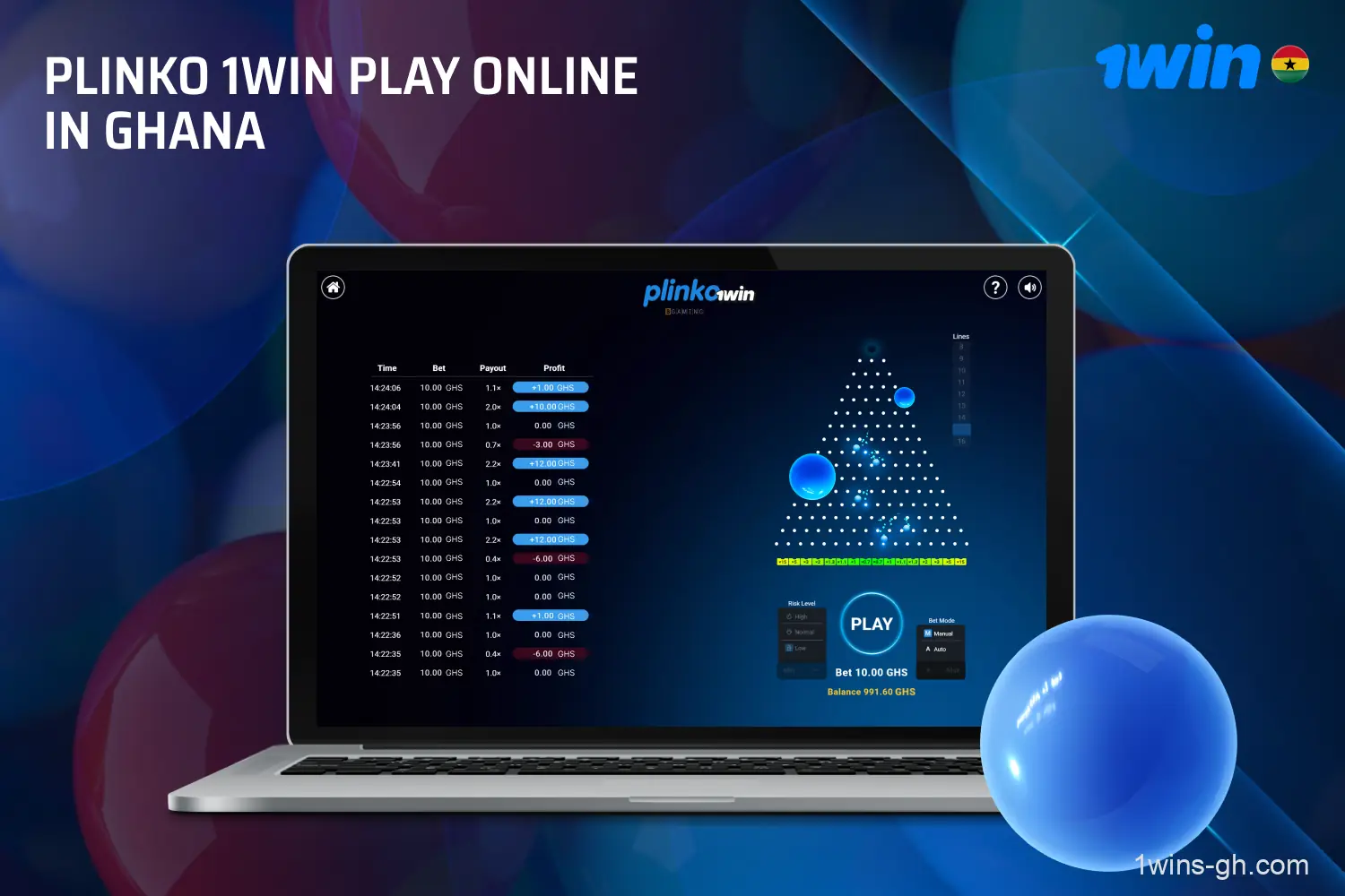 Plinko 1win in Ghana is an exciting game with a choice of risk levels, large multipliers, auto bets and bonuses for new players