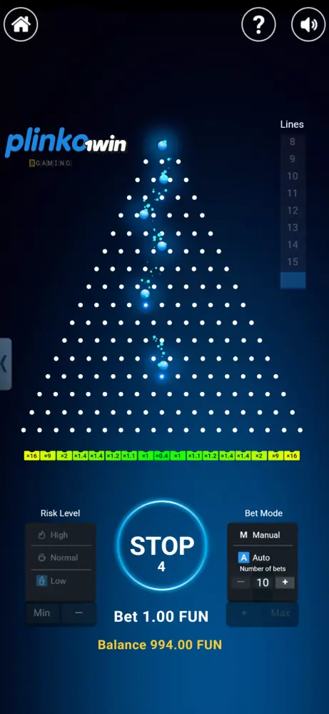 Plinko 1win screenshot autoplay