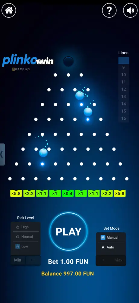 Plinko 1win screenshot game