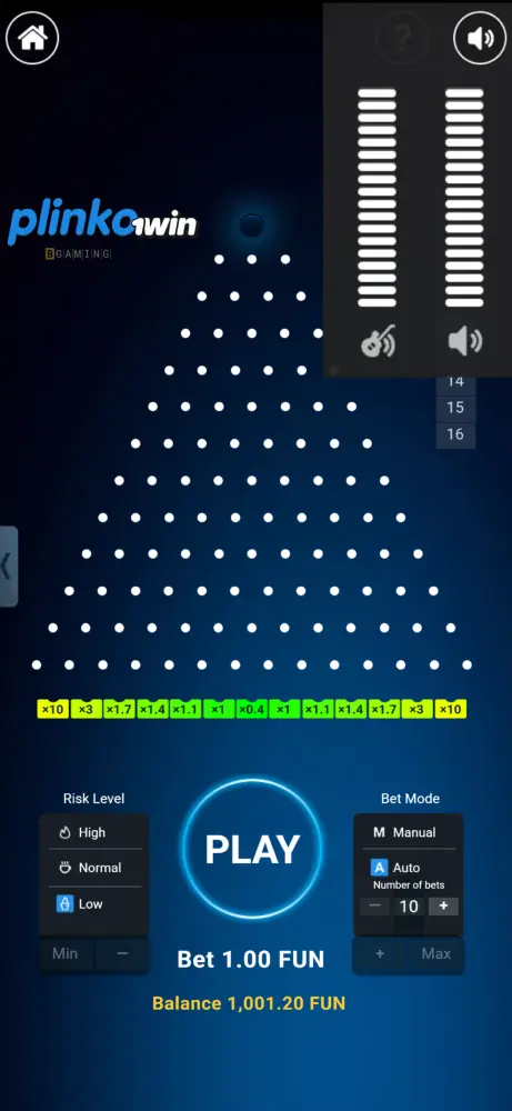 Plinko 1win screenshot settings